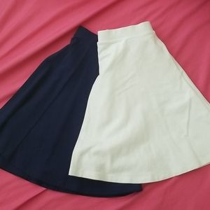 Bundle-Navy A-Line Skirt and White A-Line Skirt